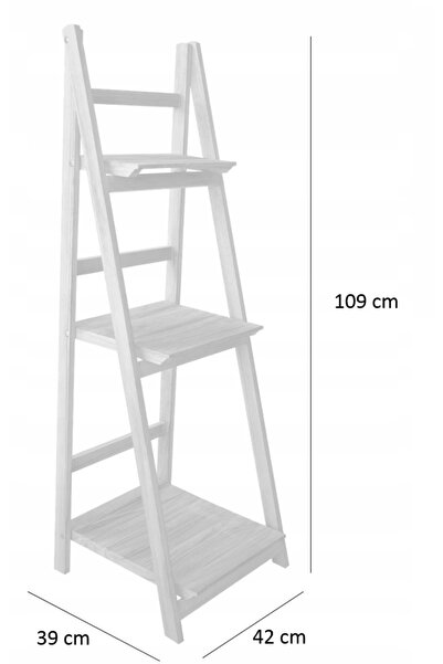 SERSIMO Folding wooden bookcase, 3 shelves, 42x109x39 cm, gray