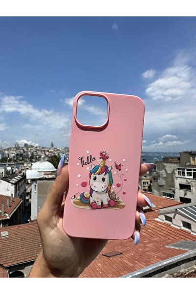Mobildizayn iPhone 14 Uyumlu İçi Kadife Baskılı Pembe Telefon Kılıfı K169