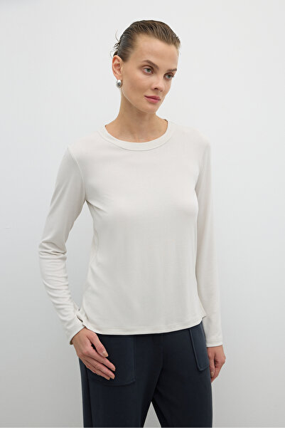 Roman Bisiklet Yaka Uzun Kol T-shirt Taş K2623837_044