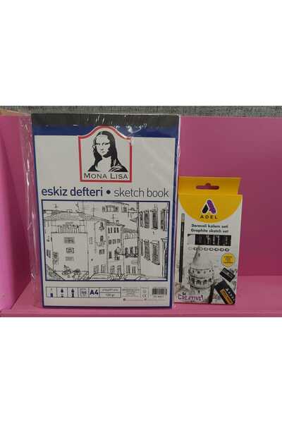 Adell Mona Lisa Eskiz Defteri (A4 Boyutunda ) , Adel Dereceli Kalem Seti
