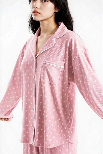 Ecrou Γυναικεία παντελόνια με μακρύ μανίκι, πιτζάμες, σετ πιτζάμες με μακρύ μανίκι, πλέξη ριμπ Texture Seoul