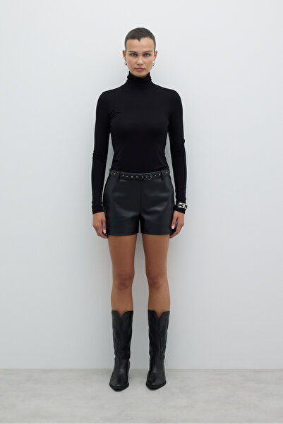 Roman Balıkçı Yaka Uzun Kol Basic T-shirt Siyah K2623801_001