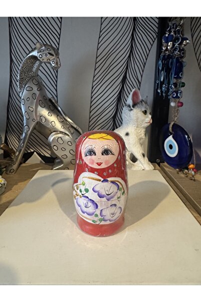 Atak Hediyelik Ahşap orta 5’li matruşka el yapımı 12 cm