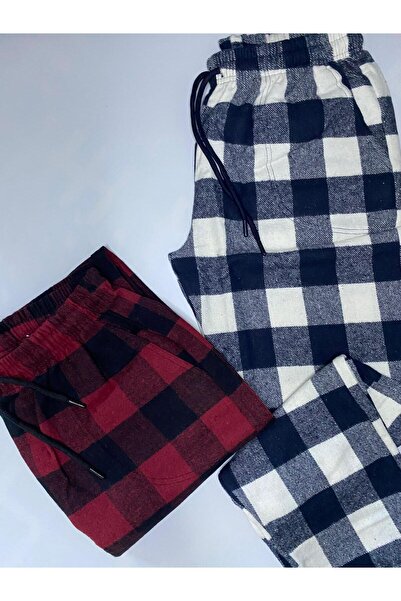 DÜVEN Ανδρικό σετ 2 τεμαχίων χειμερινό καρό φανελένιο βαμβακερό πιτζάμα