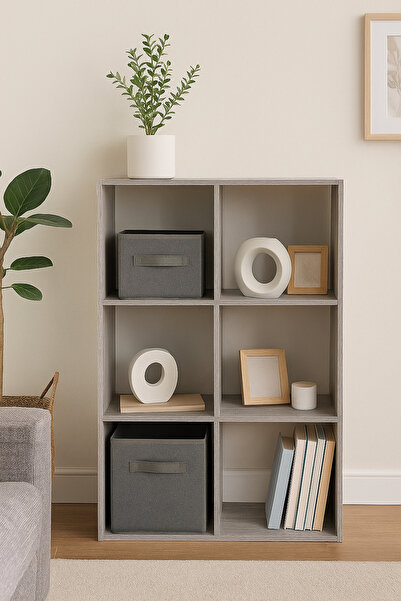 5FiveSmart 5Five Mix n'Modul shelf with 6 compartments, chipboard, 68x32x101 cm, gray