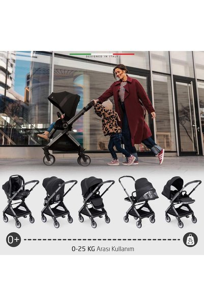 Elele Rotabile Premium Travel Sistem Bebek Arabası Siyah