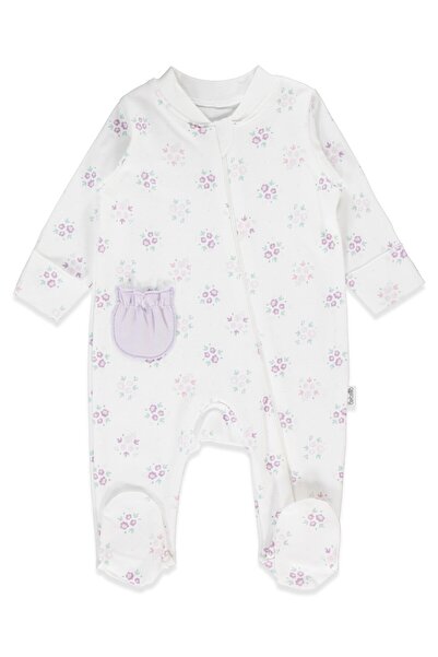 Bebetto Interlock Zippered Jumpsuit with Printed Patterns (Flowers/25) Lila