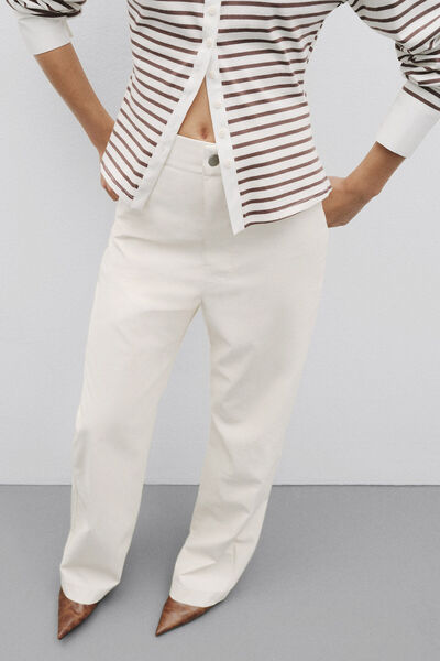 Pilea Liva Ecru Leather Trousers