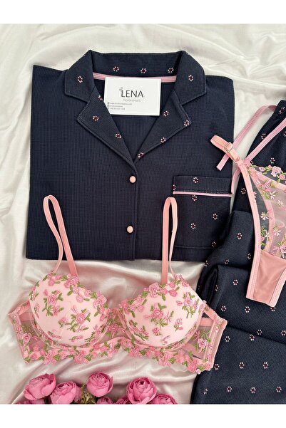 Lena Homewears Women's Ecru Waffle Premium Pajama Set with Underwear