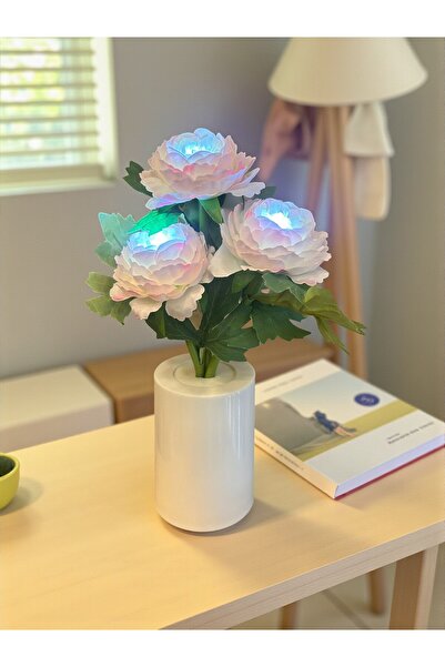 HEDİYE FİKRİ Light of Romanticism and Elegance Pink Peony Decorative Lamp