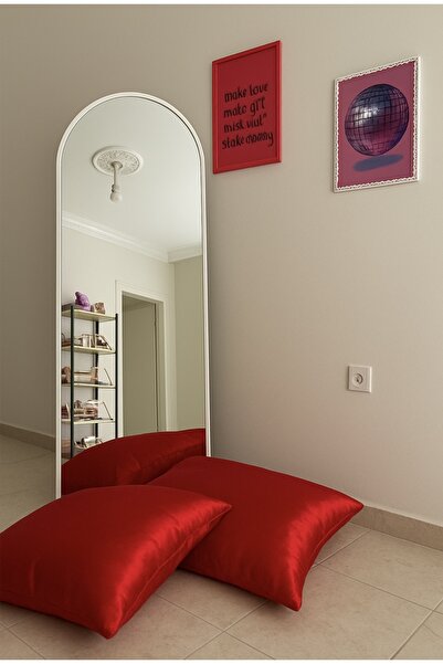 Mersii 75x60 Kırmızı Saten Minder Bahçe/Salon/Palet Minder