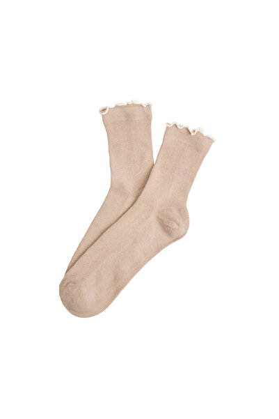 ESOTIQ Șosete de casă pentru femei, model micro, cu volane, ușor nervurate, c...