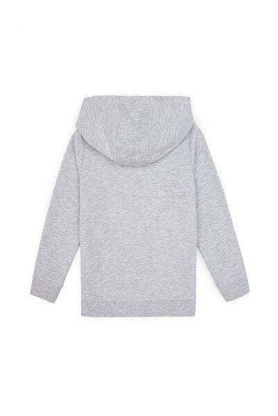 U.S. Polo Assn. Kız Çocuk Açık Gri Melanj Kapüşonlu Fermuarlı Sweatshirt 50316873-VR091