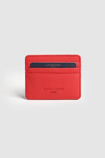 La La'Graccio Paris La'Graccio Paris Men's Night Genuine Leather Convenient Card Holder Red