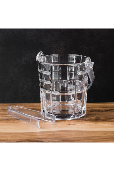 deli glass دلو ثلج أنيق مع ملقط – تصميم كريستالي فاخر لحفلاتك ومناسباتك الخاصة
