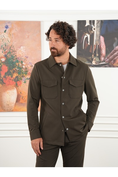 PAREZ Erkek Slim Fit İtalyan Stil Safari Takım Ceket Pantolon XPRZCOM8462