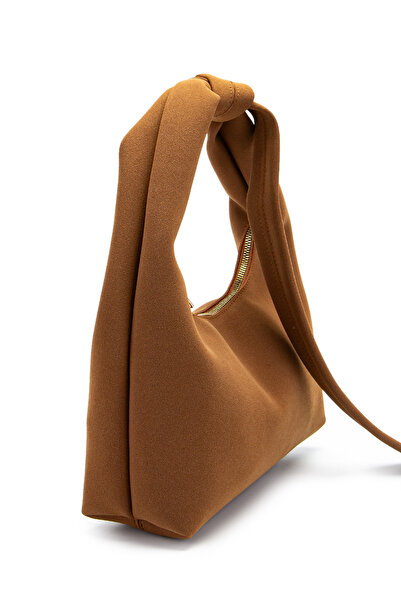 minebag Suede Smitty Shoulder Bag with Belt Detail, Brown