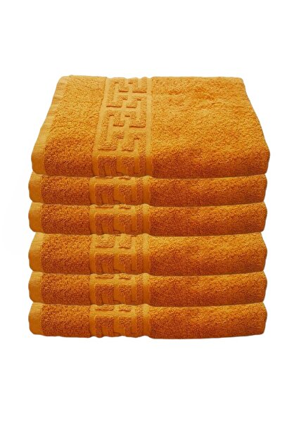 Anılsan Set of 6 Greek Mustard Hand Towels - 50x90 cm, 100% Cotton, Spa and Hotel Towels
