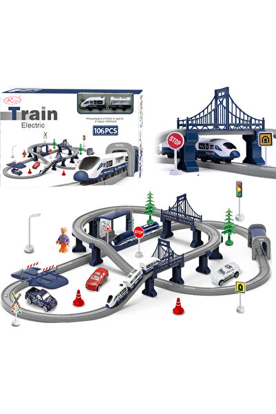 RCO Fast electric train circuit, City/Police, 2 locomotives and accessories, 106 pieces, DIY