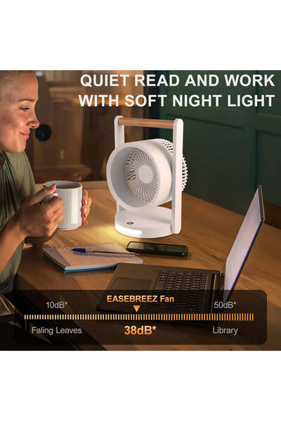 Generic Battery Operated Tabletop Air Circulator Fan with Night Light | 2 in 1 Cooling Fan