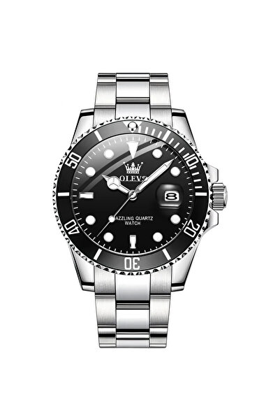 OLEVS Ceas barbatesc CS1578, otel inoxidabil, argintiu, cadran negru