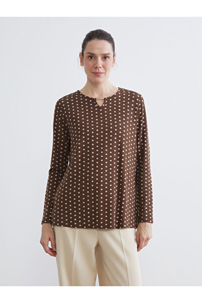 LC Waikiki Lcw Grace Brown Crew Neck Blouse Pack of Polka Dot