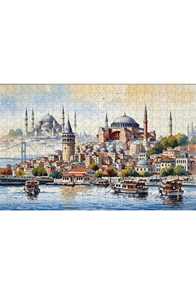 begovart Ayasofya , Sultanahmet Ve Galata Kulesi İstanbul Çizim 255 Parça Ahşap (MDF) Puzzle Yapboz