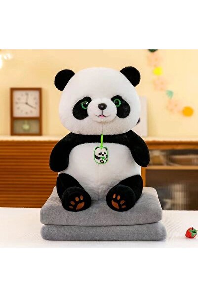 Tescomak Children's blanket and pillow set, panda plush toy, extra soft black/white, model 3