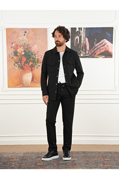 PAREZ Erkek Slim Fit İtalyan Stil Safari Takım Ceket Pantolon XPRZCOM8462