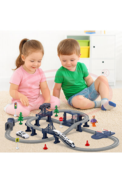RCO Fast electric train circuit, City/Police, 2 locomotives and accessories, 106 pieces, DIY