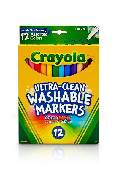 Crayola أقلام تحديد فائقة النظافة وقابلة للغسل، خط رفيع، 12 قطعة