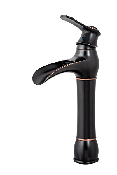 Trendy's Μπαταρία νιπτήρα, τοποθέτηση σε πάγκο, τύπου καταρράκτη, αντικέ μαύρο