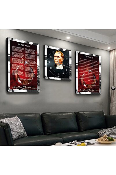 Zevahir Mobilya Dekorasyon Mdf Painting Set with Silver Mirrored Plexiglass F...