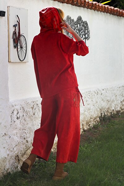 Chiccy Narçişi Hooded Long Sleeve Geometric Patterned Pocket Washable Casual Knitwear Bottom Top Set 65-95 75-75