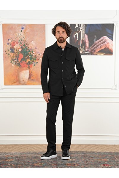 PAREZ Erkek Slim Fit İtalyan Stil Safari Takım Ceket Pantolon XPRZCOM8462