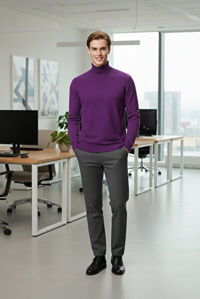 Pulltonic Erkek Balıkçı Yaka Regular Fit Kazak | %70 Kaşmir