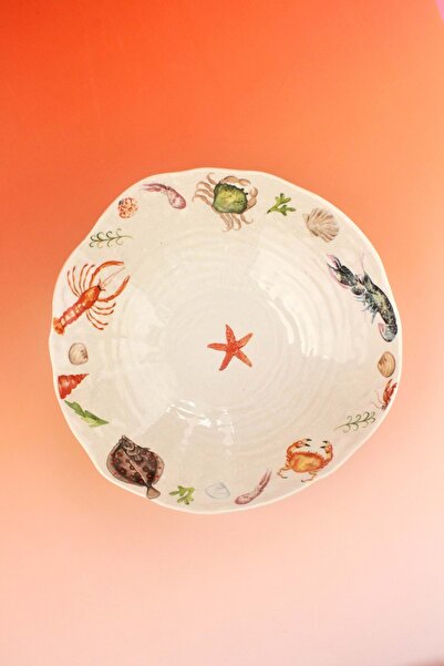 Bursa Porselen Dekor Fish Large Size Porcelain Salad Bowl
