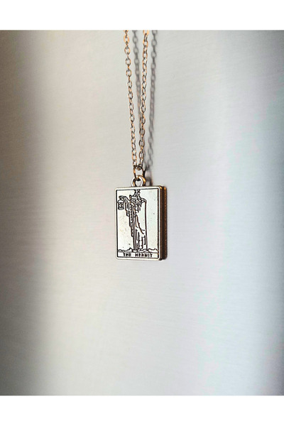 Atelier Nui Tarot Kartları Hermit Charm / Ermiş Tarot Kartı Çelik Kolye Ay yı...