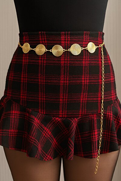 TAKIŞTIR حزام سلسلة دائري بتفاصيل ذهبية اللون