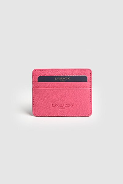 La La'Graccio Paris La'Graccio Paris Men's Night Genuine Leather Convenient Card Holder Matte Fuchsia