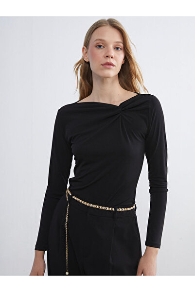 LC Waikiki Rmz Gi̇yi̇m Farkiyla Asymmetrical Roba Collar Gathered Blouse