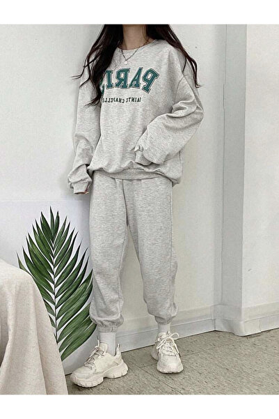LAPS Gray Paris Bottom Top Tracksuit Set