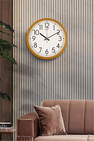 Leila Home Modern Duvar Saati Altın Çerçeve Sessiz Akar 31 cm