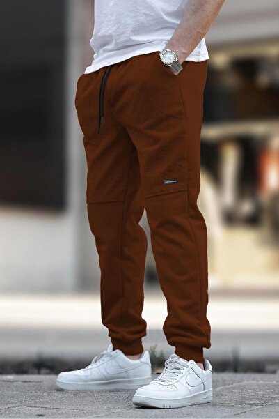 Madmext Ανδρικό φούτερ από φλις με ελαστικό πόδι Bitter Brown 6555