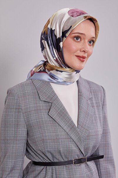 Levidor Синьо-камінний шарф з кришталевим візерунком у вигляді троянди