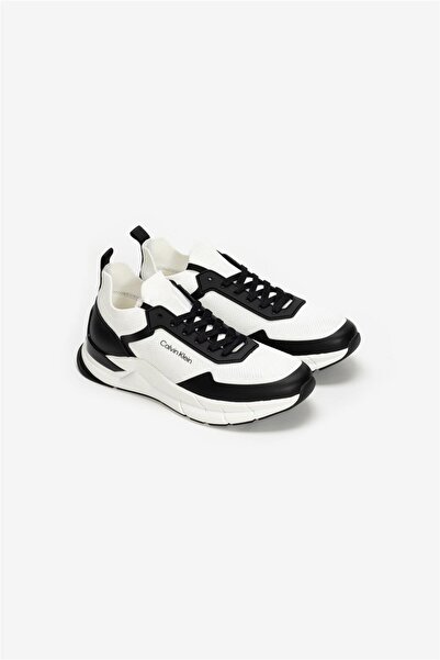 Calvin Klein Men's Ck Low Top Lace up Sneakers - White/Black