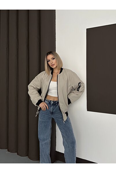 LE CARAMBOLE Women's Stone Zipper Detailed Bomber Jacket