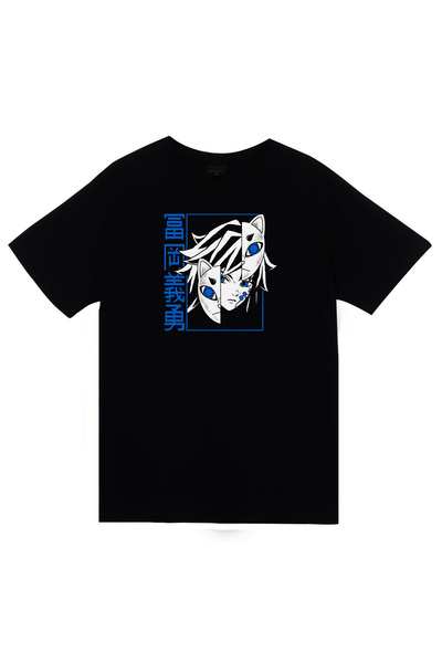 fame-stoned Μπλουζάκι Demon Slayer Anime με τύπωμα Unisex 100% βαμβακερό μαύρο μπλουζάκι