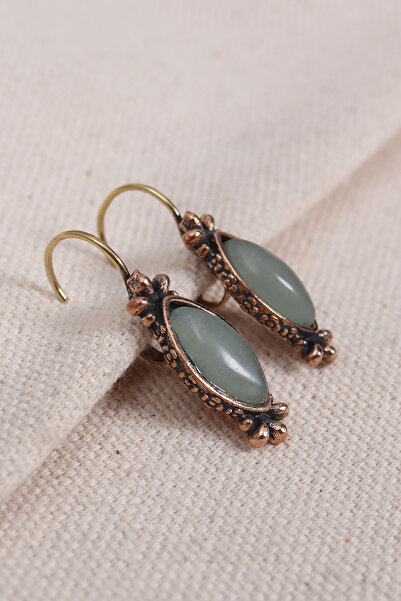 Süspüs Accessories Authentic Earrings with Green Aventurine Stone