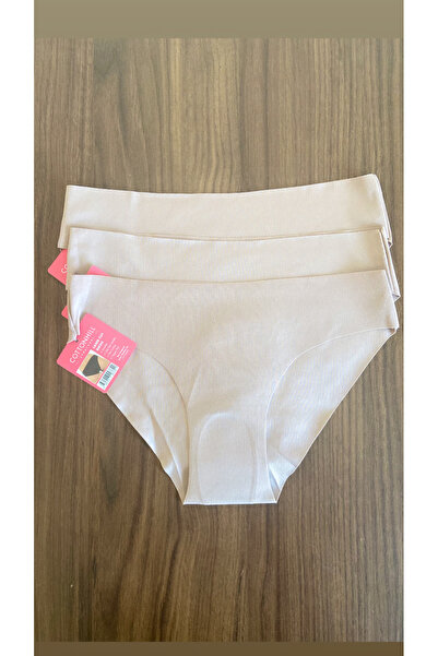 Zi 3 قطع في عبوة واحدة، سراويل بيكيني كلاسيكية أساسية مقطوعة بالليزر باللون ا...